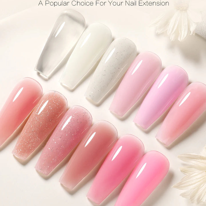 BORN PRETTY 30ml Milky White Hard Gel Jelly Nail Extension Gel Nail Polish Clear Acrylic Nail Color Soak Off UV Construction Gel