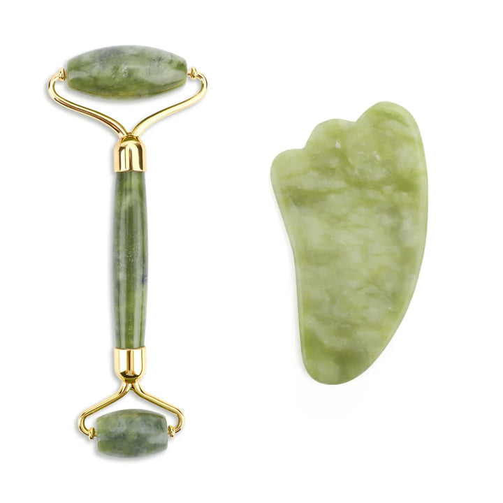 Natural Jade Roller & Gua Sha Set – Anti-Aging Facial Massage