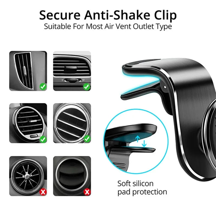 Magnetic car holder for phone grille