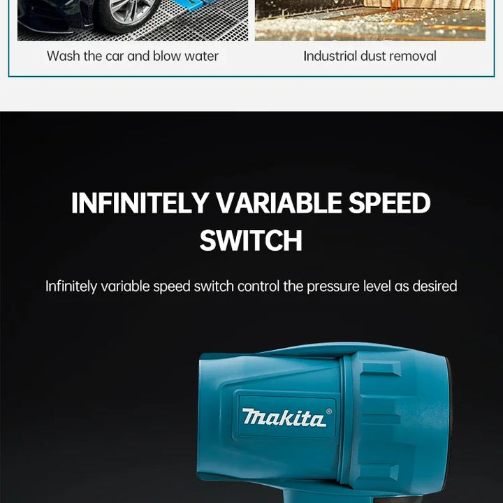 Makita 18V Violent Blower 30000RPM Turbo Jet Fan Electric Air Duster wind speed Turbo Rechargeable with Light Car Cleanin - Image 37823973163101