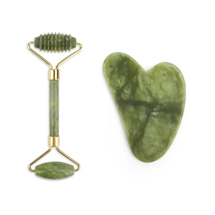 Natural Jade Roller & Gua Sha Set – Anti-Aging Facial Massage