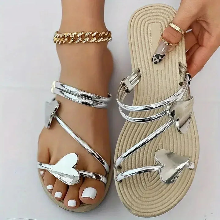 Women's Elegant Heart Flat Sandals