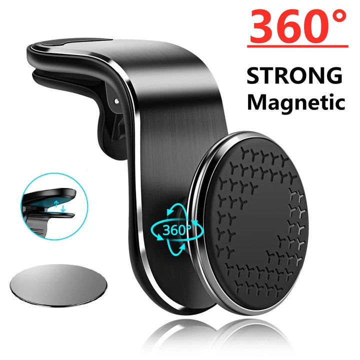 Magnetic car holder for phone grille