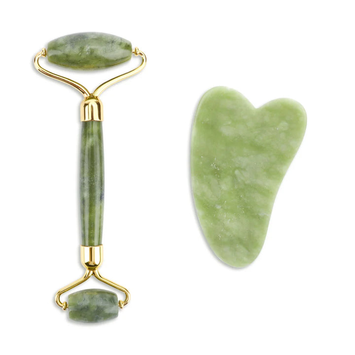 Natural Jade Roller & Gua Sha Set – Anti-Aging Facial Massage