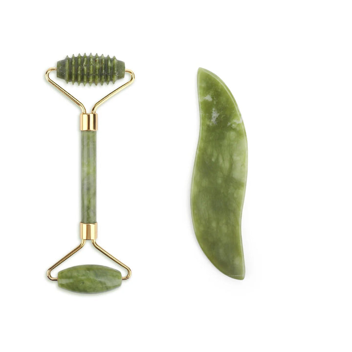 Natural Jade Roller & Gua Sha Set – Anti-Aging Facial Massage