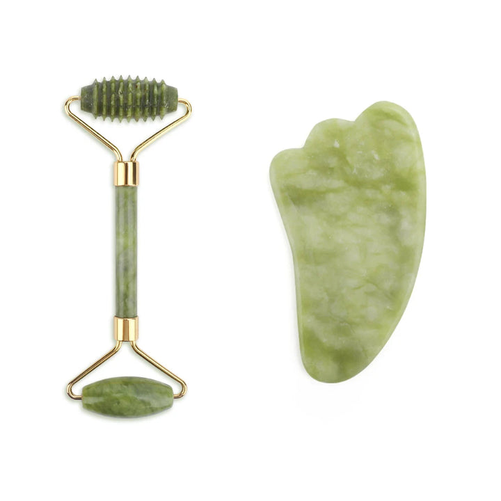 Natural Jade Roller & Gua Sha Set – Anti-Aging Facial Massage