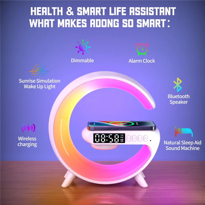 4-in-1 Alarm Clock, Mood Light, Speaker And Wireless Charger