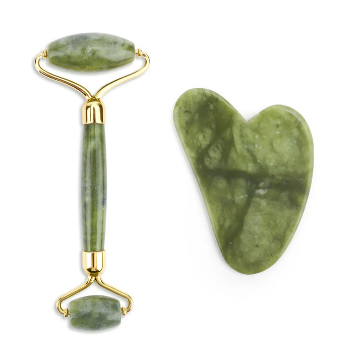 Natural Jade Roller & Gua Sha Set – Anti-Aging Facial Massage